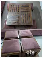 Sofa/coffee table with 4 stools.(size3×3 table15×15 stool
