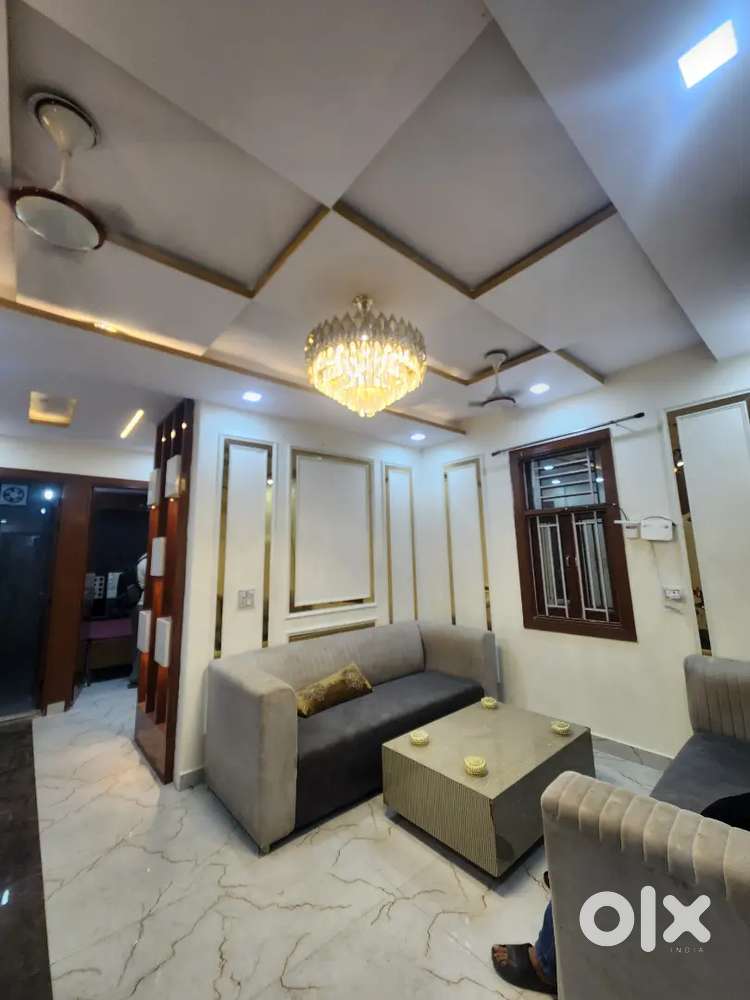 3 bhk well furnished flat l type top floor with roof rights for rent