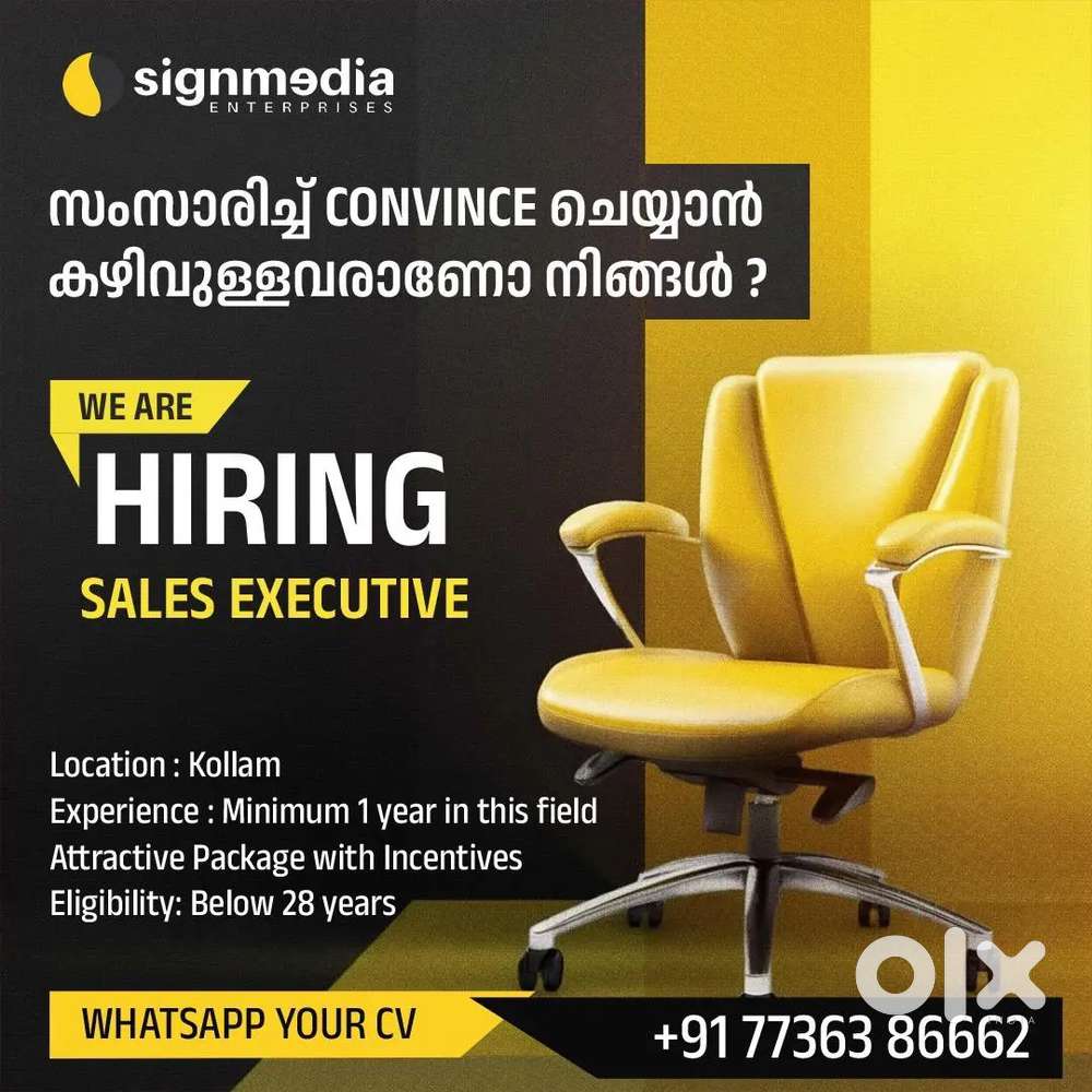 Sales exicutive with attractive incentive, minimum 1 year experience ,