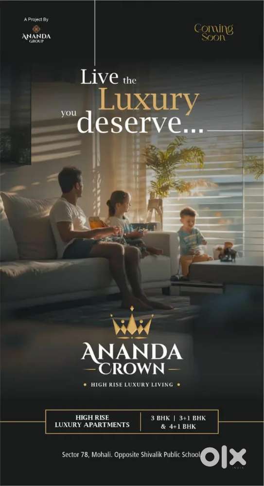 Ananda crown sector 78 mohali premium high rise 8400rs/sq ft