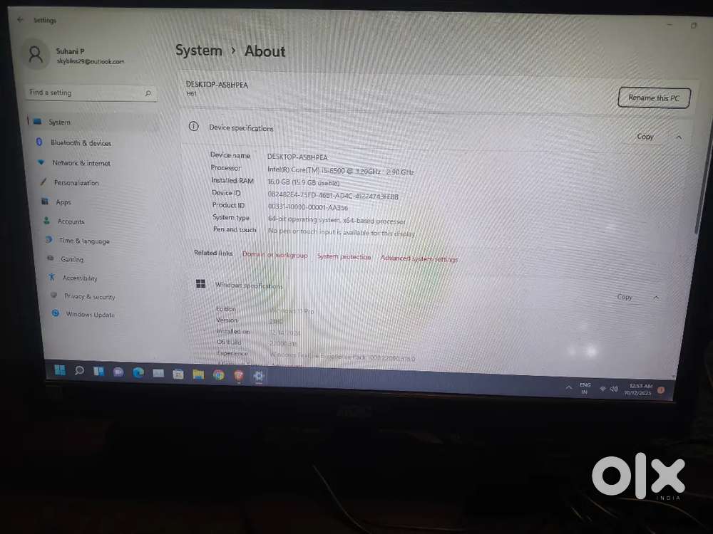 Desktop Full Setup i5-6500 (6th Gen), 16GB RAM, 2GB NVIDIA, SSD Win11