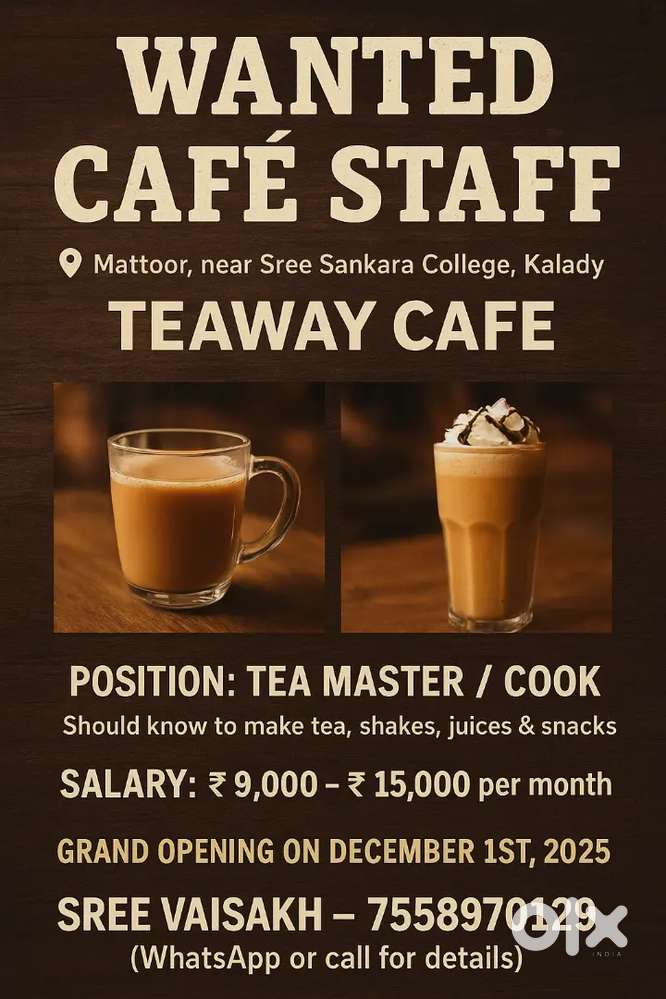 Wanted Tea Master/Cook