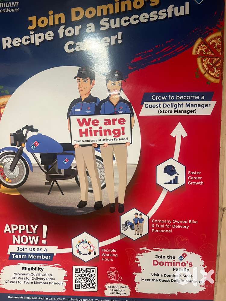 Delivery boy requirement at dominos