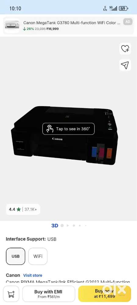 Canon Printer G2012 Ink tank printer