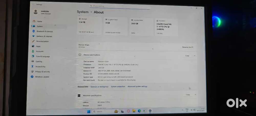 High-Performance Gaming & Workstation PC – i7, 24GB RAM SSD+HDD