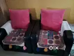 2 Single seater wooden sofa