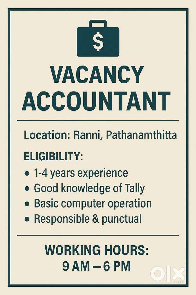 Accountant and Cashier needed
