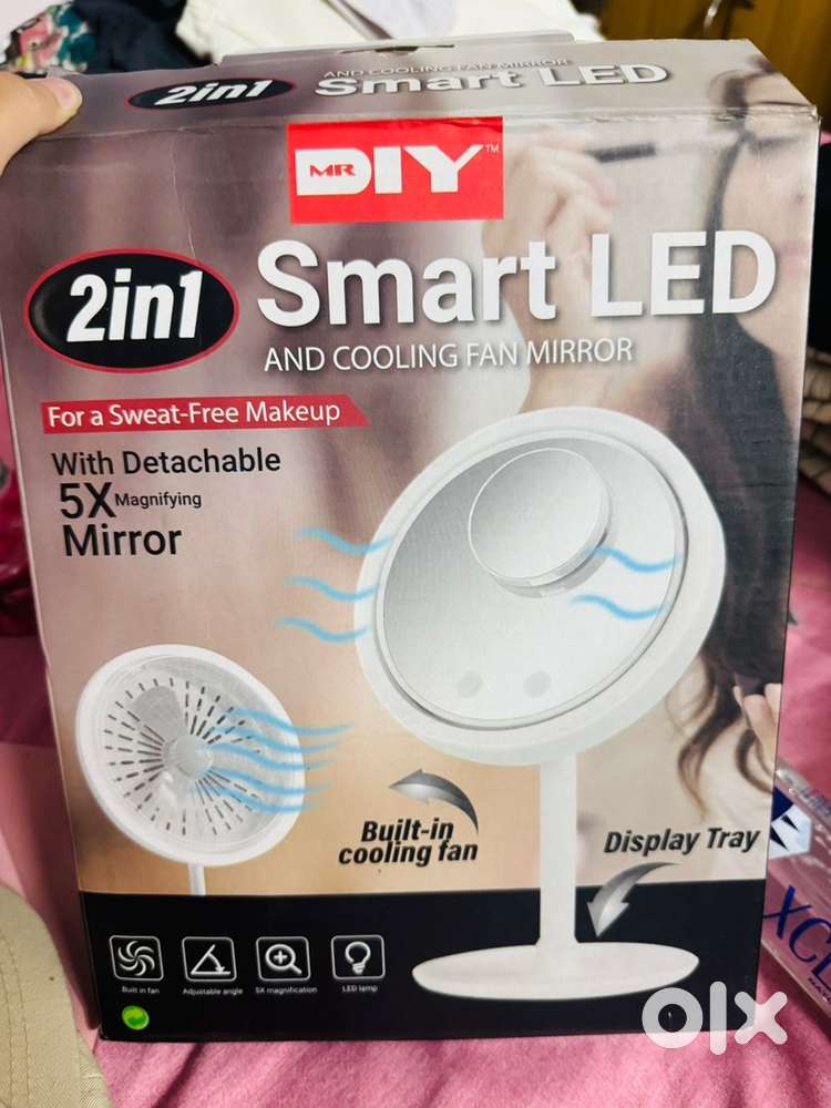 Smart LED and cooling fan mirror