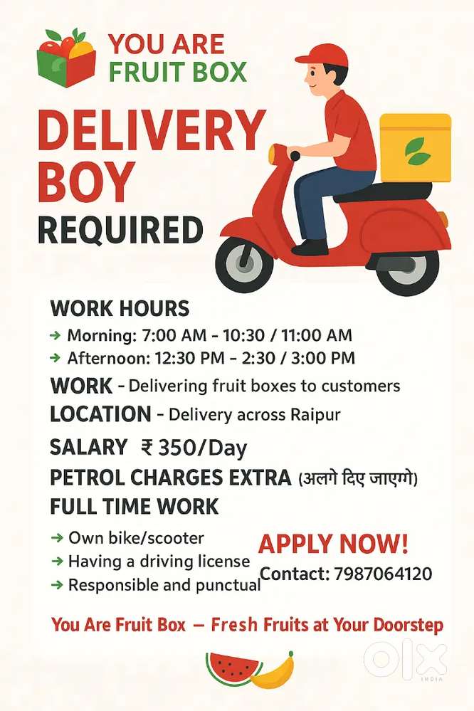 Delivery boys job hiring