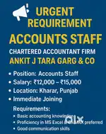 Urgent Requirement – Accounts Staff