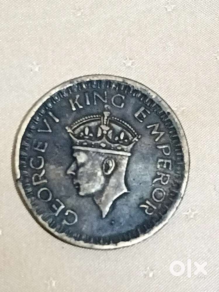“1945 British India One Rupee Silver Coin
