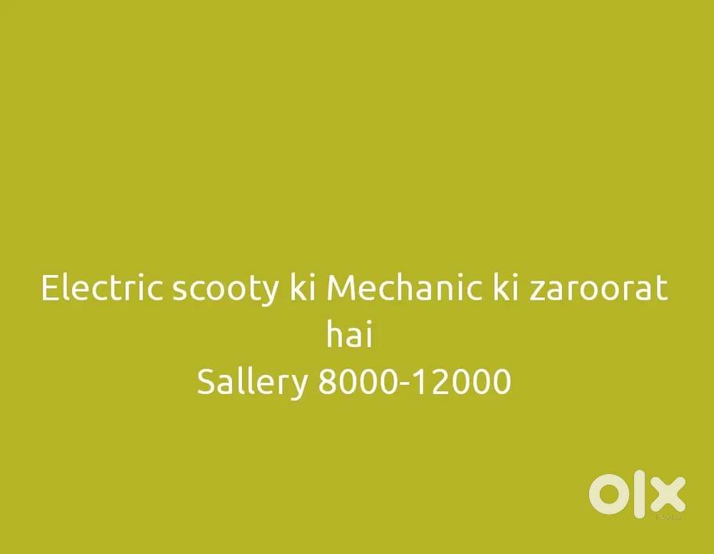 Electric scooty ki mechanic ki zaroorat h