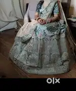 Green velvet lehenga