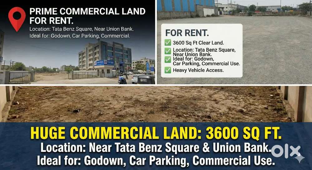3600 Sqft Land for Rent: Tata Benz Sq. Godown, Parking, Commercial