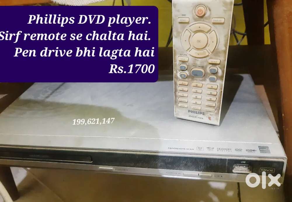 2 items-Phillips DVD player.Sirf remote se chalta.Pen drive bi lagta h