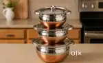 Biryani/Seving/Cooking/Bowl Handi 3 pic with lid set
