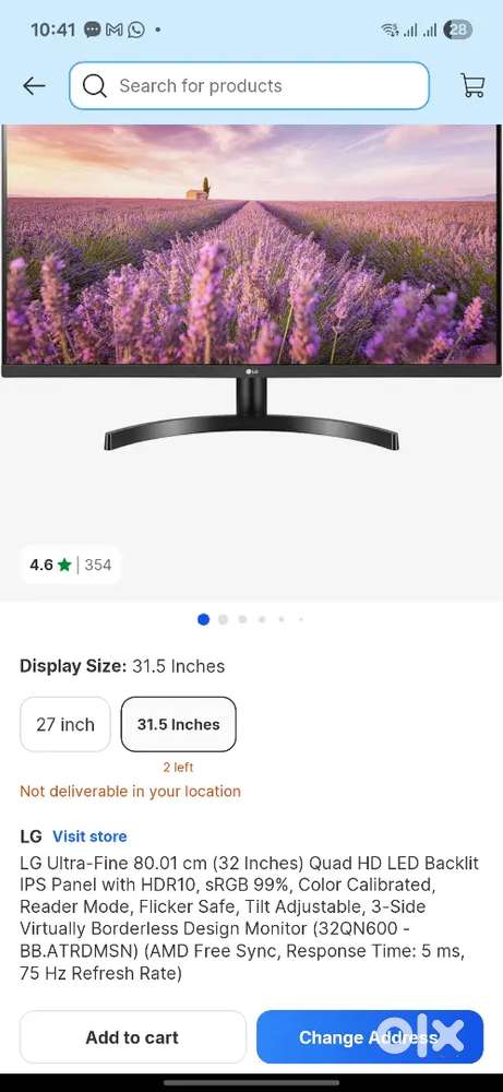 LG 32-inch QHD Monitor– Excellent Condition