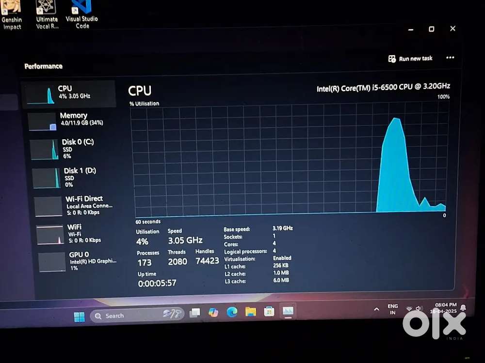 Computer(PC) 12 GB RAM with i5 6th gen