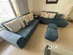 LUXURY 6 seater sofa + 2 poufs + side table + 5 big + 5 small cushion