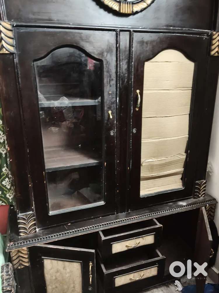 Black colour show case with original saqwan wood