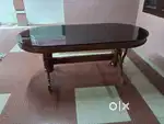 Teak Wood Glass Top Dining Table