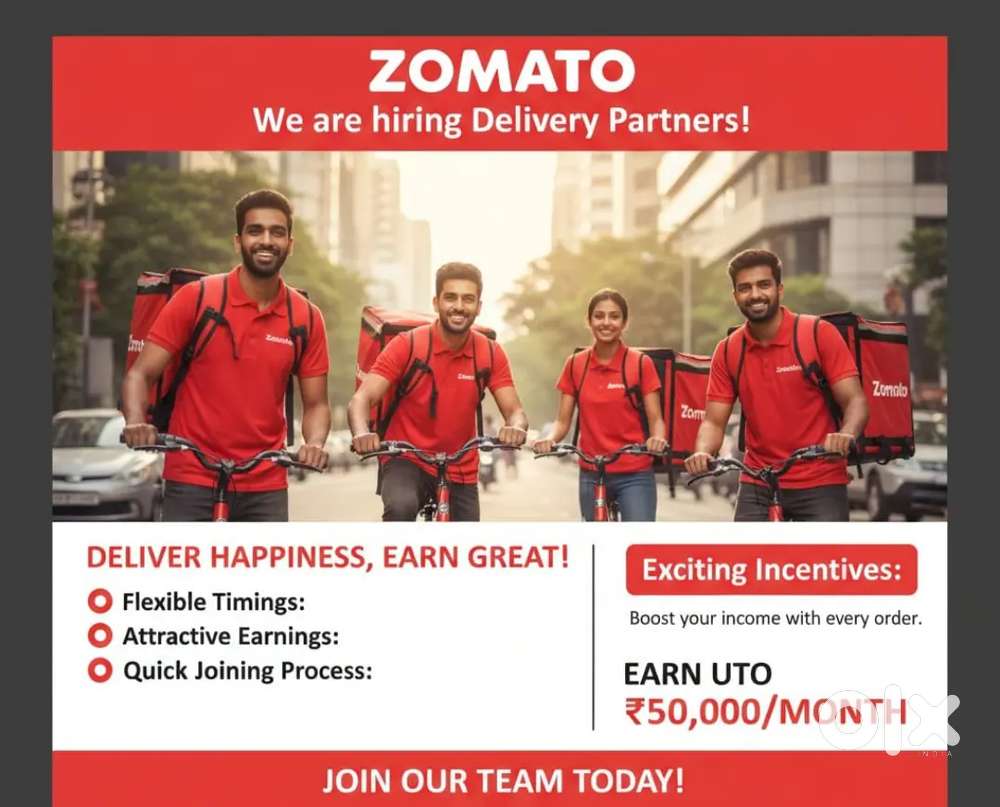 ZOMATO FOOD DELIVERY JOB EARN UPTO 40K PER MONTH