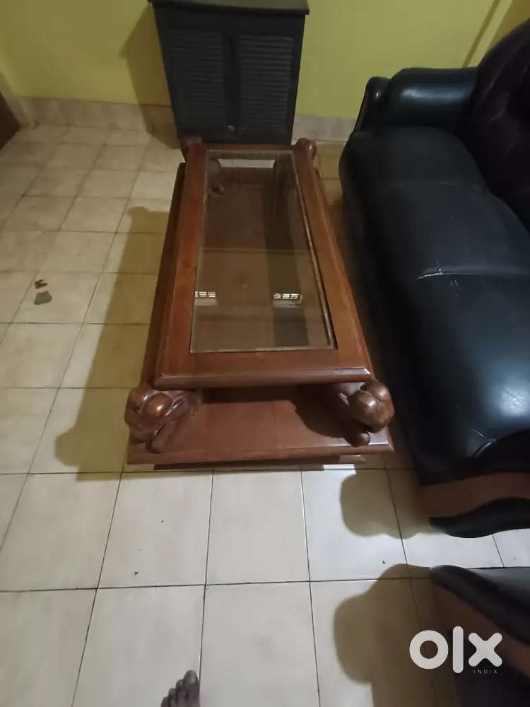 Tea Table tick wood with glass top