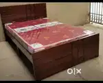 New 5x6 wood queen double cot+mattress only 9999 free delivery