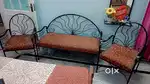 wrought iron settee with chairs in excellent condition