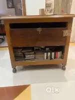 TV &  MULTIPURPOSE PORTABLE WOODEN TROLLEY STAND
