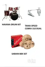 HAVANA DRUM SET + SABIAN B8X CYMBALS + TAMA SPEEDCOBRA310 DOUBLE PEDAL