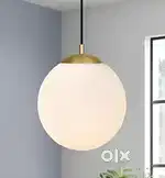 Metal & Glass Hanging Pendant Light, Ball Shaped