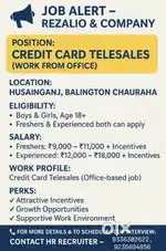 Telesales Credit card (BDE) position on role job
