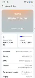 Narzo 70pro 5g 8/128