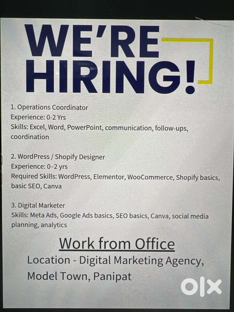 Operations Coordinator (Female Staff)