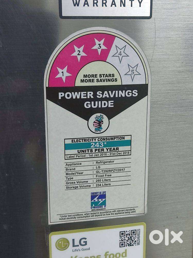 LG 260 L Frost Free Double Door 3 Star Refrigerator Shiny Steel