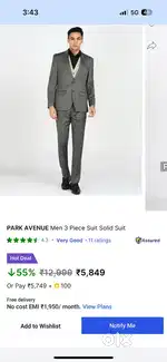 Park Avenue 3 piece Suit