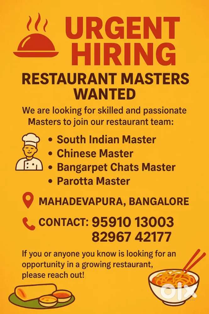 Requested Porota master and south indian cafe and chinese master