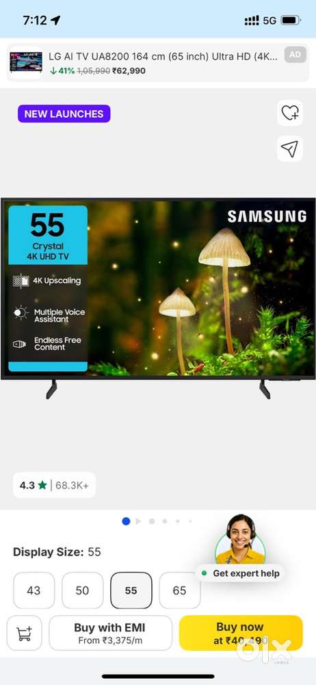 Samsung Crystal 4K Infinity Vision 138 TV
