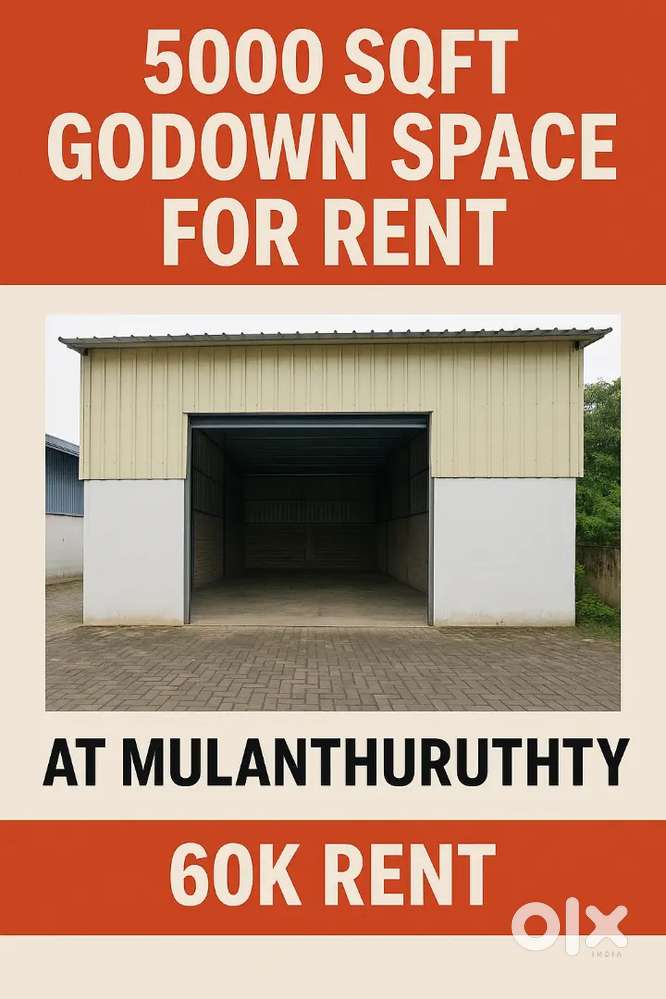 5000sqft Godwon Space For Rent at Mulanthuruthy