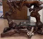 Wooden TV stand with glass top