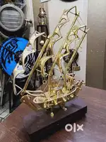 Antique Brass Ship with Wooden base  Premium heavy quality vintage