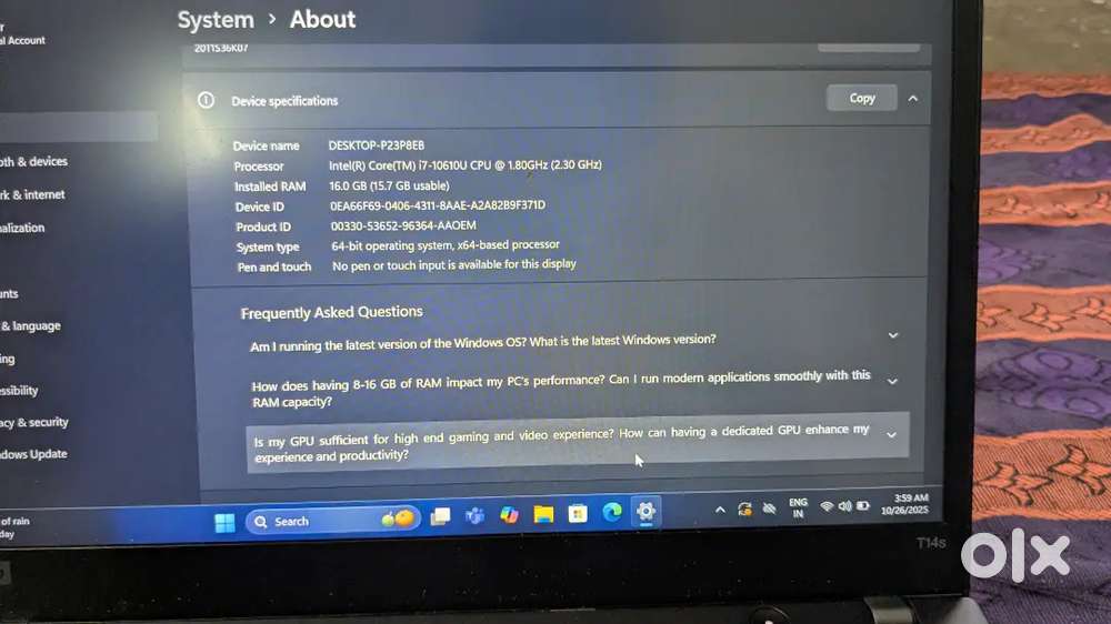 Lenovo ThinkPad T14s  Intel i7 10th Gen  16GB RAM  E