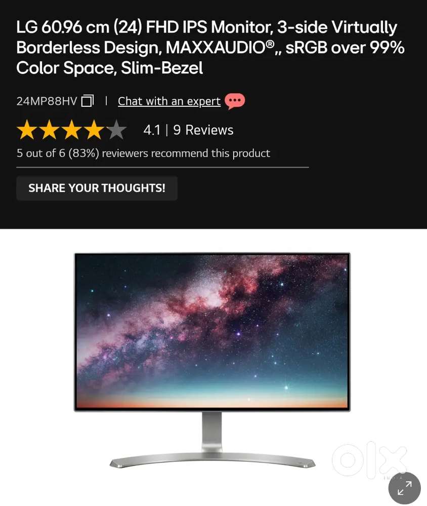 Lg monitor 1920x1080 with inbuilt Speakers