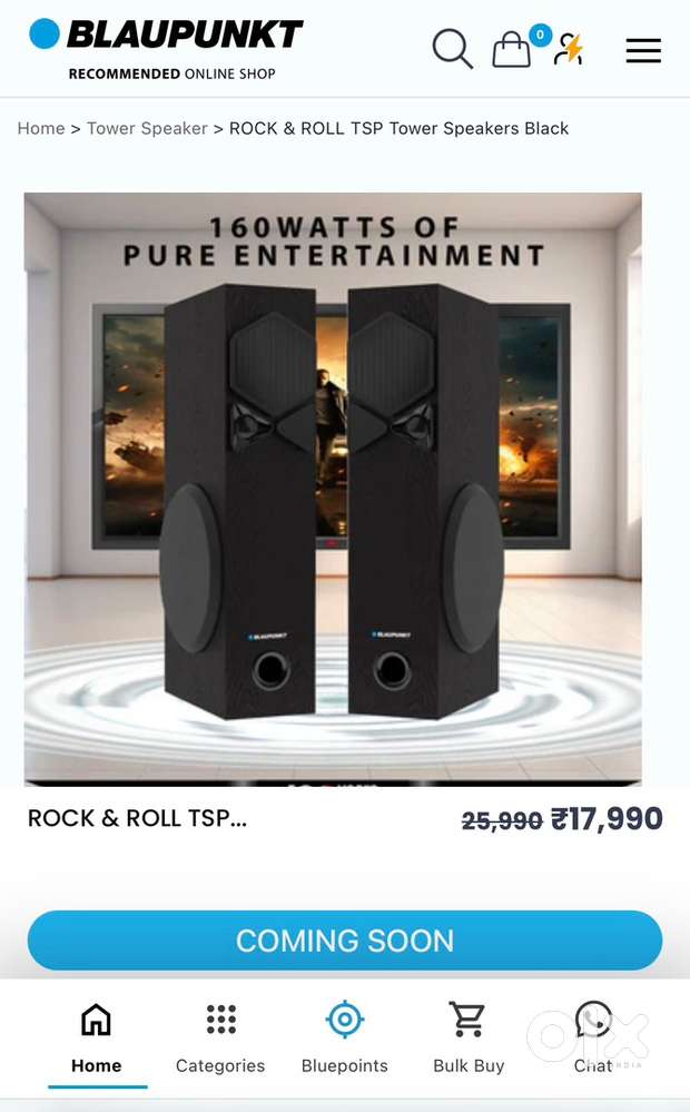Blaupunkt Twin Tower Speakers, one month old, within warranty. Micsx2