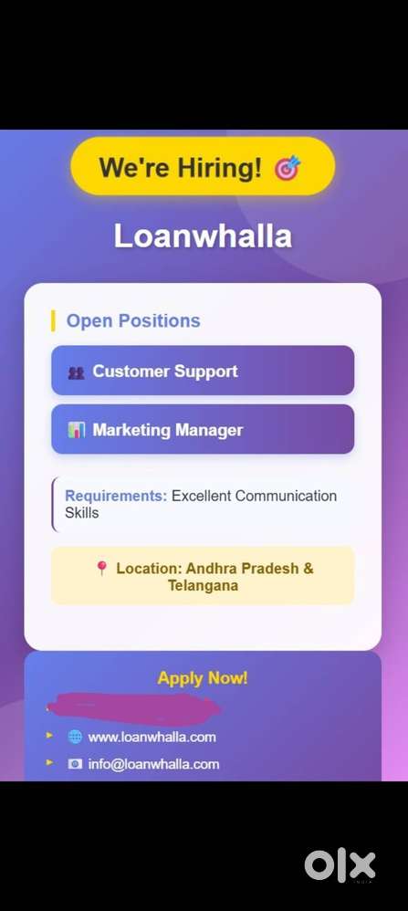 Hiring for Customer support and marketing managers