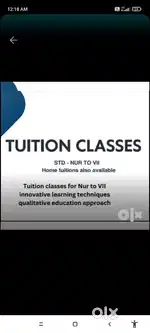 Tution available for classes nursery to 8th at my residence