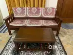 Wooden Sofa with Teapoy