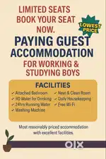 Paying-Guest Rooms for Working & Studying Boys