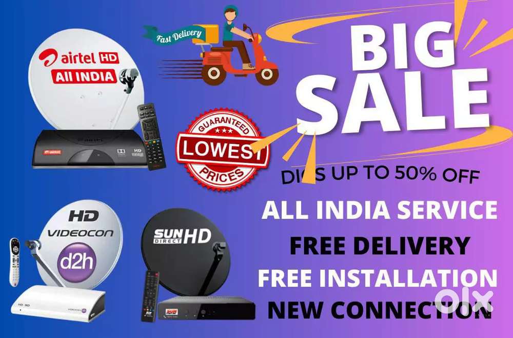 Biggest offer NEW DISH TV DTH D2H SKY HD BOX VIDEOCON PLAY AIRTEL Tatá